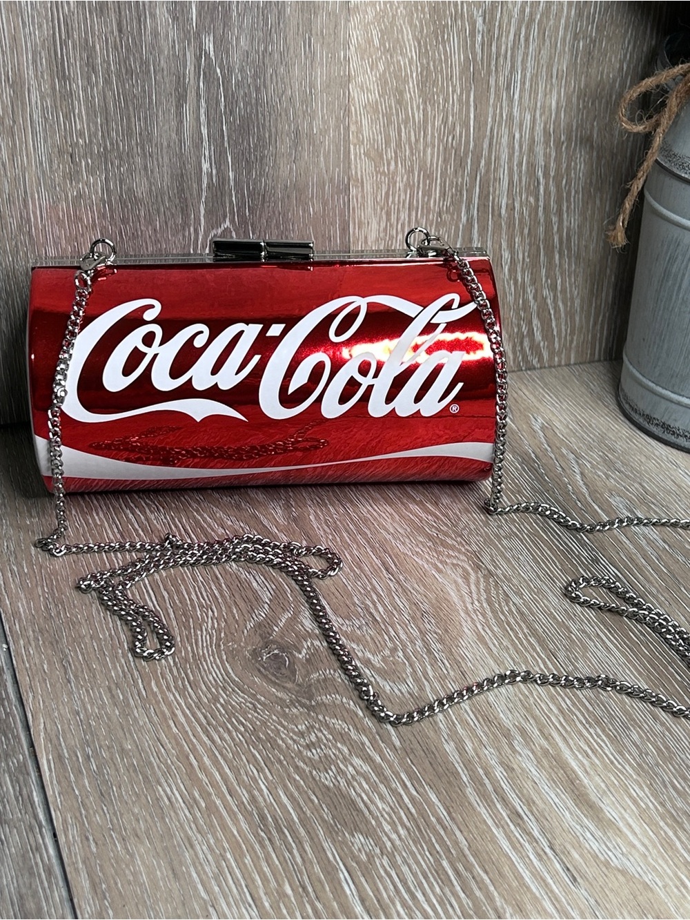 Coca‑Cola Can Chain Handbag – Red Metallic Soda Can Purse -New!